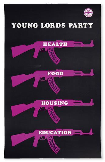 (CIVIL RIGHTS--YOUNG LORDS.) Young Lords Party. Health * Food * Housing * Education.